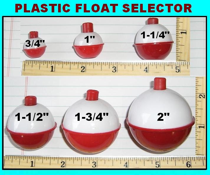 50 FISHING BOBBERS Round Floats 1-1/4" RED/WHITE SNAP ON FREE US SHIP #07120-003 
